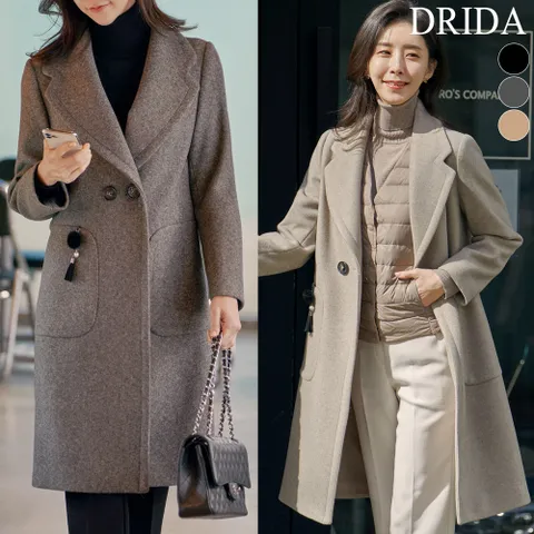 엄마옷 드리다 겨울 A라인 빅사이즈 모직 울 롱 코트 40-50대 중년 여성 하객 상견례 오피스 모임 선물