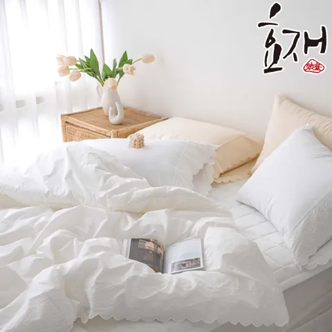 요빌 오가닉면 레이스자수 침구세트Q K겸용 by효재