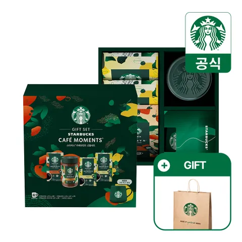 [25년 추석 선물세트] 스타벅스 카페모먼트 그린 머그+스무스 65g 1병+스틱커피 30개입 (스타벅스 쇼핑백 포함)