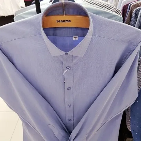 일반핏/구김 적은/스판/노-포켓/카라.소매 안 배색 셔츠 RNSSGP010 DB_US