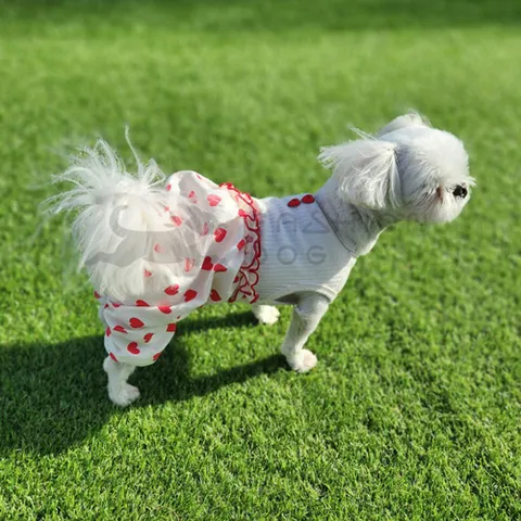 강아지 하트뽕 바지 1P 반려견 여름 민소매 올인원 강아지민소매올인원 강아지올인원