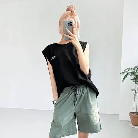 [하프클럽/코디제이]산디에고 나시 박시 오버핏 비치나시 탱크탑 슬리브리스 민소매 티셔츠 빅사이즈 남녀공용