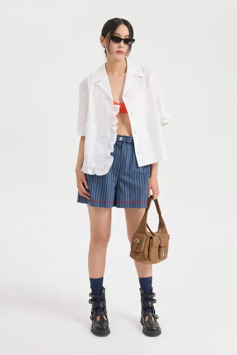 [정가298000] 프릴 포인트 반팔 셔츠 블라우스 LQSAM25100 463694