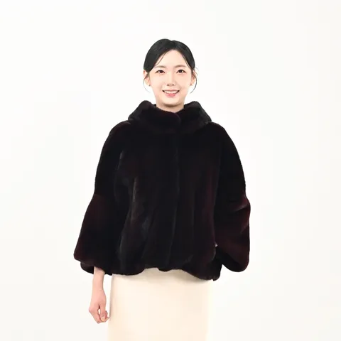 코펜하겐퍼 휘메일풀스킨 호리젠탈 와인컬러 밍크코트 국내생산 본사직영(WJF2025BAN10WI)