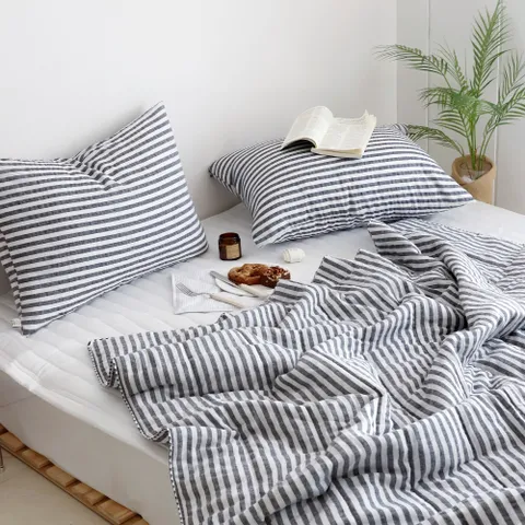 까사베르데 루치 그레이 스트라이프 리플 여름 차렵이불 베개커버 단품/세트