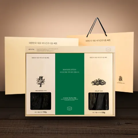 [부산기장특산품] 종합 선물세트C(기장미역 60G+디포리다시팩 20g*8ea+기장 다시마 맛간장 500ml+최순희 명장 참기름 300ml)
