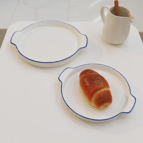 코발트 원형 접시 그릴팬 소+대 1세트