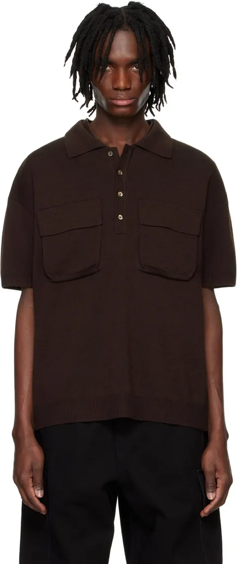 시스템 브라운 니트 폴로 셔츠 SH2F3KTNT04M