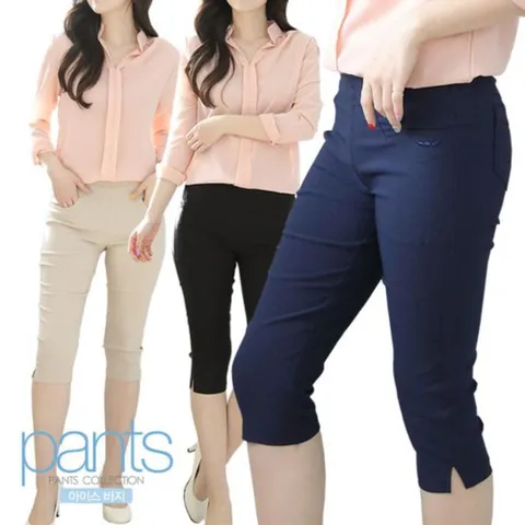 여자 봄여름 슬림핏 스판반바지 쫀득 칠부 팬츠