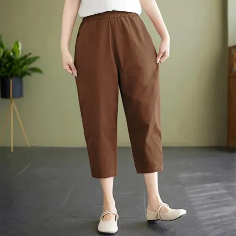 여자 린넨 7부 바지 밴딩 팬츠 쿨바지 린넨배기바지 바지 쿨링팬츠 린넨밴딩팬츠 세미배기팬츠