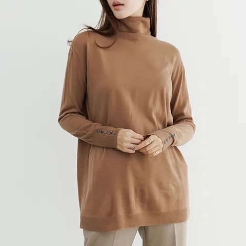 (110size)슬리브포인폴라티셔츠 TBE6022_DC