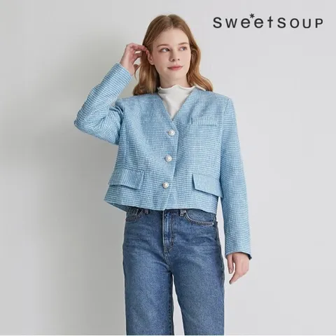 [하프클럽/스위트숲]버튼 포인트 트위드 재킷WY1JKE2