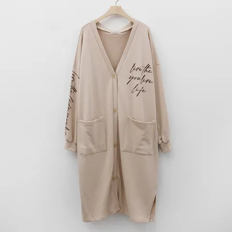 여성의류 레터링프린팅롱가디건 POK303M209 빅사이즈