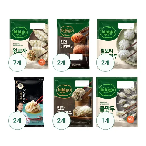 비비고만두 프리미엄 6종 총 16봉(왕교자7+진한김치2+찰보리감자2+진한고기2+물만두1+샤오롱바오2)