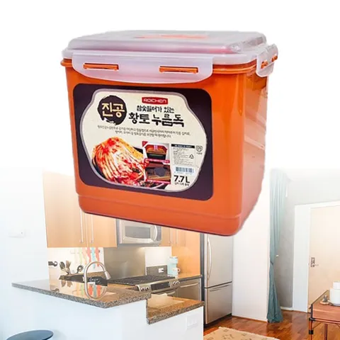 김치용기 스텐김치통 누름통 진공 황토 누름독 7.7L 로이첸진공황토누름독 스텐김치통