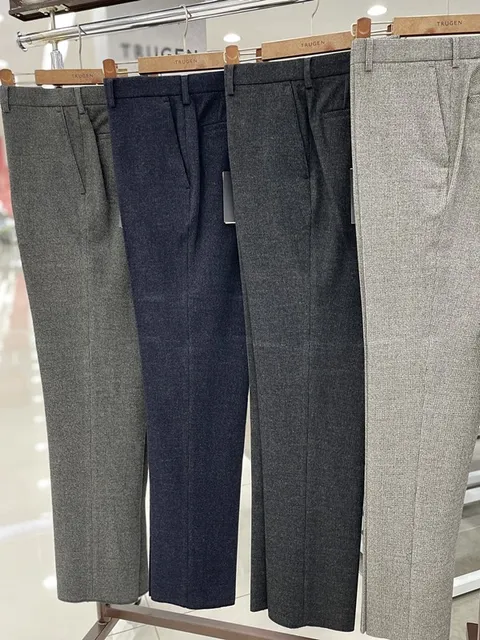 남자 가을 겨울 기모 스판사 캐주얼 정장 바지 일자 슬랙스 팬츠 4컬러 38인치까지_JK