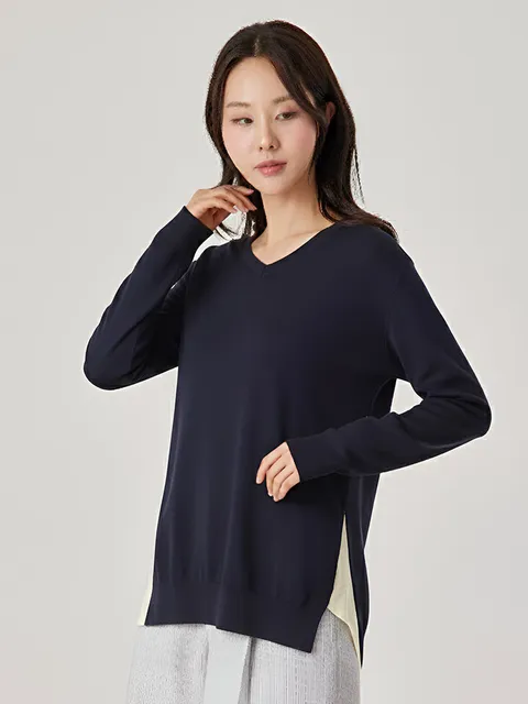 브이넥 배색 니트_JAAS3-CSL200