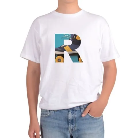 [하프클럽]  반팔 라운드티 알파벳R 롤러스케이트 롤링