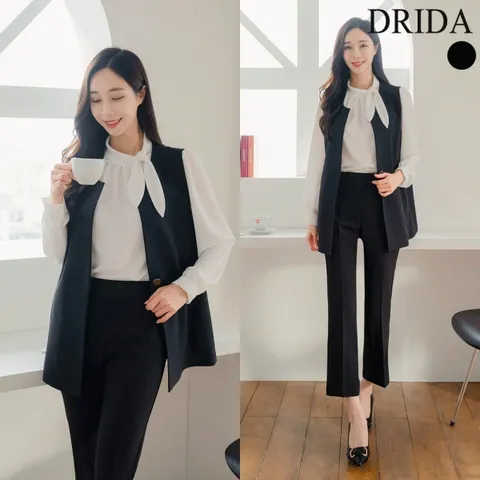 엄마옷 드리다 여성 정장 조끼 빅사이즈 미디 베스트 봄 가을 50-60대 중년 마담 하객 상견례 출근 모임