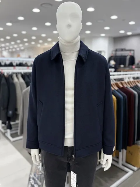 남자 총장 66cm 울 모직혼방 겨울 블루종 스탠카라 하프 코트 자켓_JK