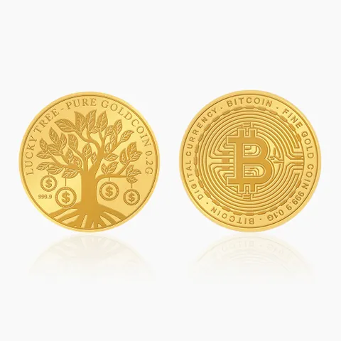 24K 부를 부르는 순금 코인 (행운나무/비트코인) 0.2g