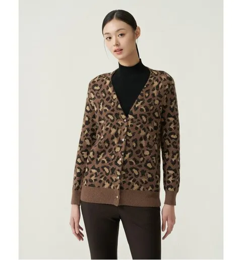 호피 자카드 가디건____VOCBCXW9351