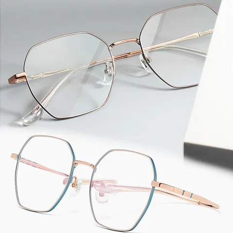 빅사이즈 다각형 얇은 뿔테 투명 티타늄 안경테 남 여