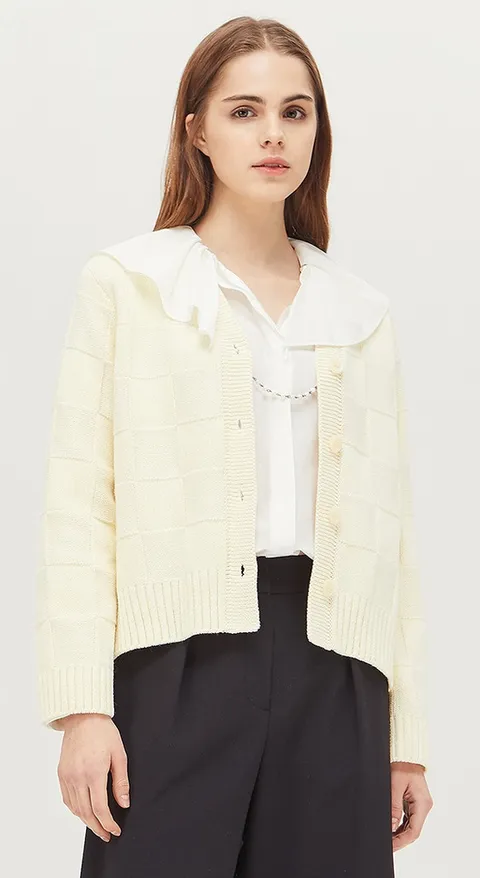 SISLEY 리버스 조직 니트 가디건 SAKC02111 IV