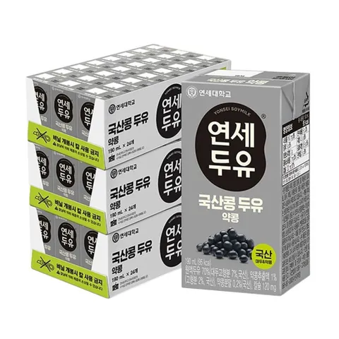 연세두유 국산콩 두유 약콩 190ml x 24팩 x 3 연세두유 약콩두유 두유 콩두유 두유대용량
