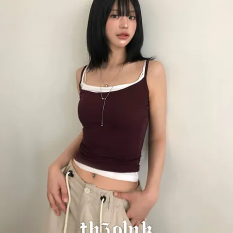 [브리치]  / 수엔 슬림핏 스퀘어넥 베이직 끈 나시