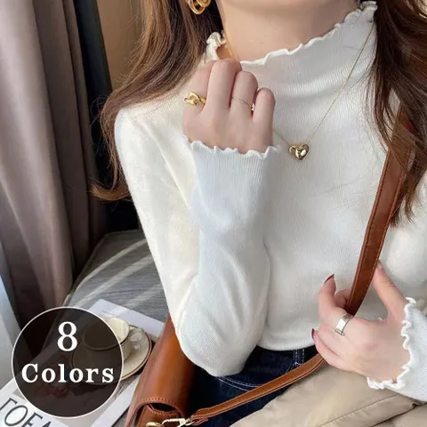 [브리치] 코키코키 /  당일출고  물결 반폴라 티셔츠 니트티 무지 (8color)