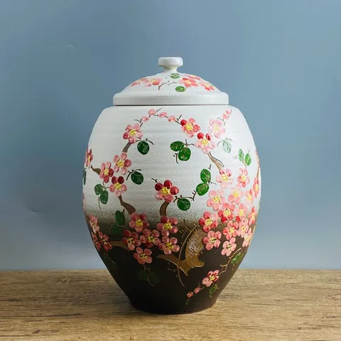 투톤분청 둥근 매화 20kg 쌀독 쌀통 현관 소금 항아리