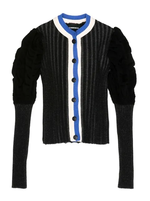 PAULA CANOVAS DEL VAS 리브 퍼프 슬리브 가디건