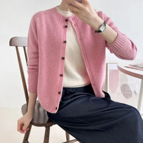 여성 홀가먼트 알파카 라운드 숏 니트 가디건 카디건