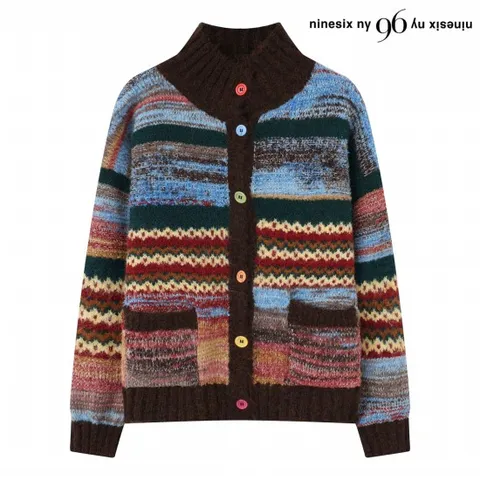 정상가:119,000원 ㅣ 하이넥 포켓 페어아일 니트 가디건 (NP4CK010L0)