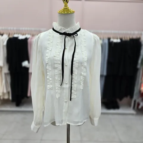 벨벳리본 프릴 블라우스S251K282A03_JK