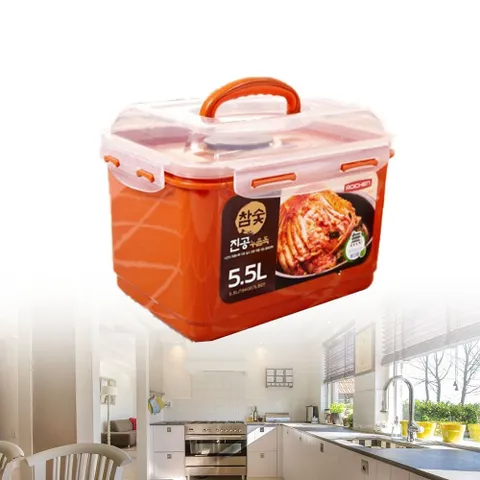 김치용기 스텐김치통 누름통 참숯 진공 누름독 5.5L 참숯진공누름독 스텐김치통