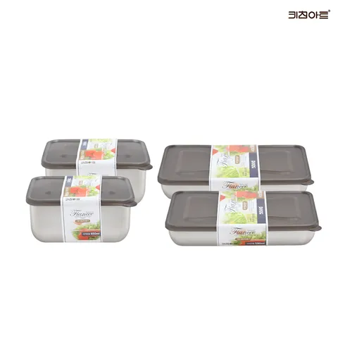 피앙세 스텐레스 냉동실정리용기 4종D 2호 2개 +3호 2개