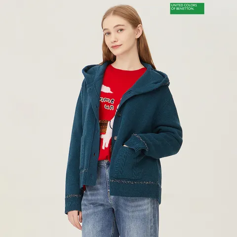 아울렛 단추 후드 니트가디건 BAKCA9461_DE