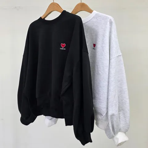[브리치]  / 빅사이즈나염티 U173L503 데일리하트옆트임맨투맨 LT