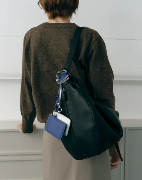 JABA5F600BK[SAGE][2WAY가능] 블랙 가죽 세이지 호보백 겸 슬링백 L