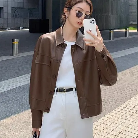 [하프클럽] 네이터 간절기 가죽자켓 blk003795