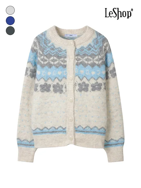 울 터치 플라워 자가드 니트 가디건 (BP9KC024A)