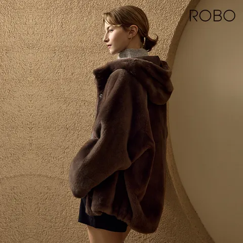 [초코브라운 한정] 로보 24FW 라도마社 리버시블 후드 무스탕