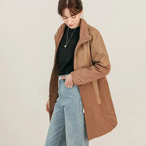 배색 양가죽 스프링 하프 점퍼