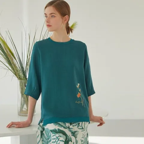 바띠 모달 티 블라우스 그린 홈쇼핑 상품 엄마옷 (15566954)