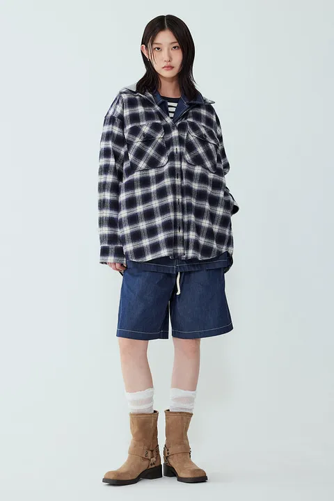 [정가 199,000원]체크 후드 탈부착 카라 셔츠 9175421981 428519
