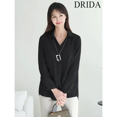 [하프클럽]  여성 봄 가을 카라 빅사이즈 쉬폰 블라우스 40-50대 미시 중년여성 엄마옷 하객 상견례 모임