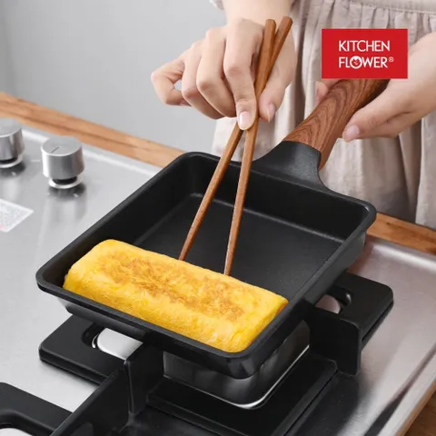 키친플라워 IH 블랙우드펄 사각계란말이팬 계란말이팬 에그팬