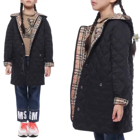 [롯데백화점]다이아몬드 퀼팅 후드 자켓 (8053682_BLACK_22F)